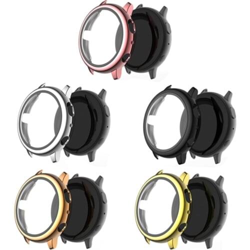 Case Compatible with Samsung Galaxy Watch Active2 Screen Protector 44mm 40mm, Bumper Full Around Hard PC Tempered Glass Protecto