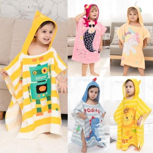Childrens Bath Towel Cloak Kids Bathrobe Cartoon Print Hooded Beach Towel Baby Crawling Mat Newborn Wrap Towel Multifunction