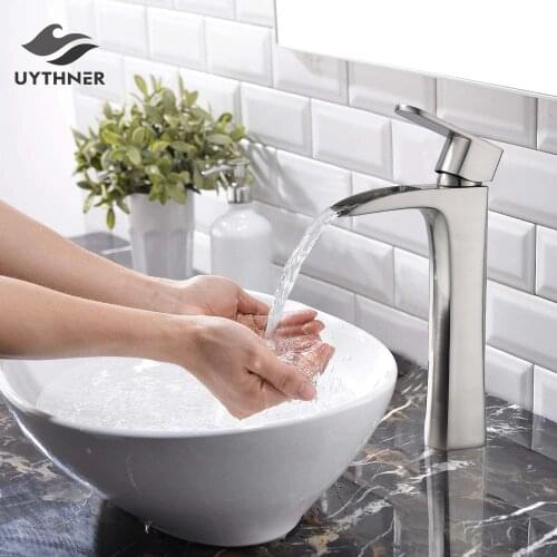 Chrome Bath Basin Brass Faucet Basin Sink Faucet Waterfall Spout Glass Bathroom Crane Cold&Hot Water Mixer Taps Bathroom faucets