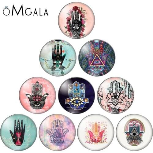 Art Hand of Fatima Colorful Paintings 10mm/12mm/14mm/18mm/20mm/25mm Round photo demo glass cabochon flat back Making findings