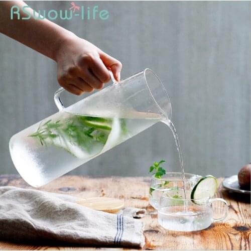 High Borosilicate Heat-resistant Glass Jug Set Explosion-proof Tea Set Summer Cold Drink Juice Kettle Glass Cup For Drinkware