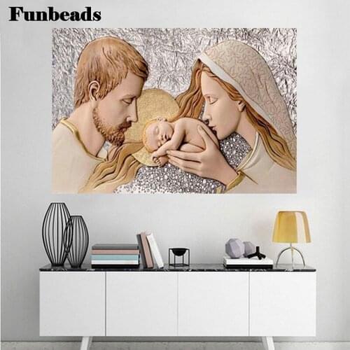 Full Square Round Drill 5D DIY Diamond Painting Cross Stitch Virgin Mary Jesus 3D Diamond Embroidery Mosaic Rhinestone FF534