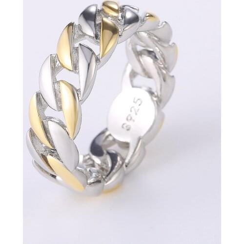 Huitan Metallic Chain Rings Men and Women Simple Design Hip Hop Party Cool Accessories Versatile Punk Style Jewelry Couple Rings