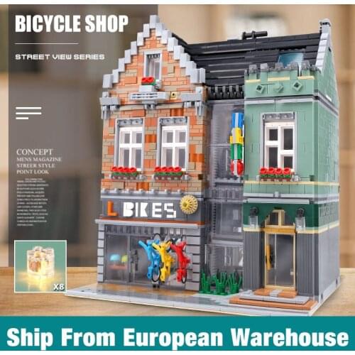 MOC 10004 Street Building Toys Compaitble With 15034 Bike Shop Model Building Blocks Assembly Bricks Kits Kids Christmas Gifts