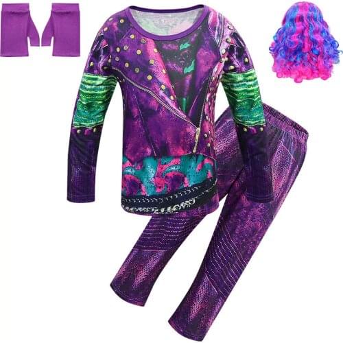 Descendants 3 Cosplay Evie Costume Kids girls Evie Uniform Halloween Carnival Costume Dress Up Kids Jumpsuits