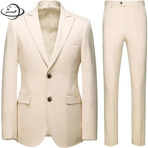 Mens Blazer Suits Spring Autumn Male Blazer Clothing Set Coat+pants Long Sleeve Zipper Fly Straight Formal Man Clothes H206