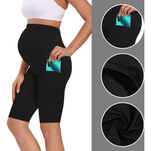 Leggings Women Pregnancy Clothes Shorts Over The Belly Yoga Sports Maternity Clothes With Pockets Clothes For Pregnant Women