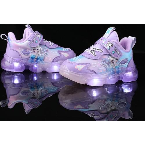 Girls Princess light Sneaker Spring Autumn cartoon soft school student Casual Shoes Europe size 22-36