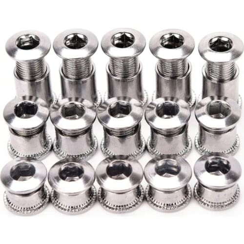 Hot 5 Pair Nail Plate Dental Plate Screws Steel Chainwheel Bolts Road Bike Crank Plate Crusset Nut Parts Bicycle Accessories