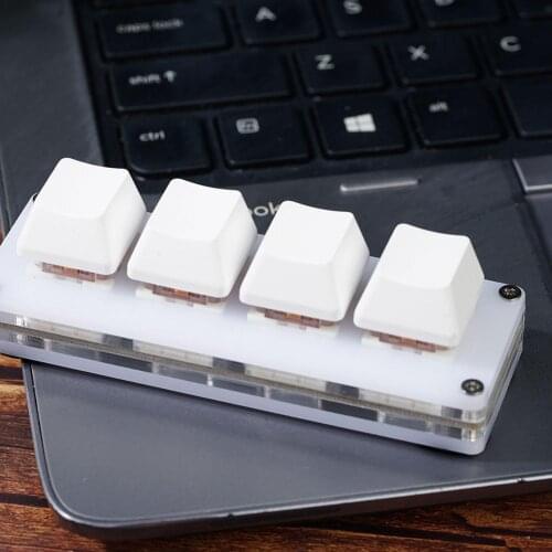 1pcs One Handed Macro Mechanical Keyboard Portable Mini One-Handed Mechanical Gaming Keypad Keyboard 4 Keys Silver Shaft Body