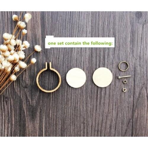 10PCS/LOT Dia25mm Mini Embroidery Hoop Wooden Embroidery Frame 1 Inch Hand Stitching Hoop Small Cross Framing Hoop With Chain