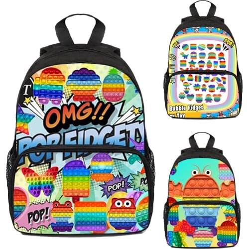 12/16 Inch Mini Bag 3D Printed POP It Backpack Children Anime Bag Bookbag Kids Backpack Kindergarten Family Games Pop Fidget New