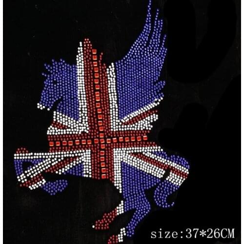 Fashion Horse patch hotfix rhinestone Heat transfer design iron on rhinestone motif patches for clothing T-shirt