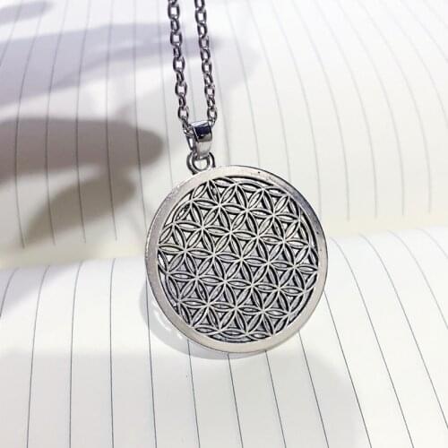 Fashion Carved Flower of Life Charms Mandala Mercaba Spirit Digital Secret Sports Yoga Metal Necklace Stainless Steel Jewelry