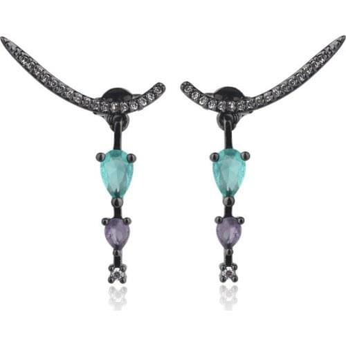 OMYFUN Fashion Earrings Women Brazil Brincos Semi Joyas Gold Silver Black Color Dangling Earrings Factory Wholesale Jewelry E102