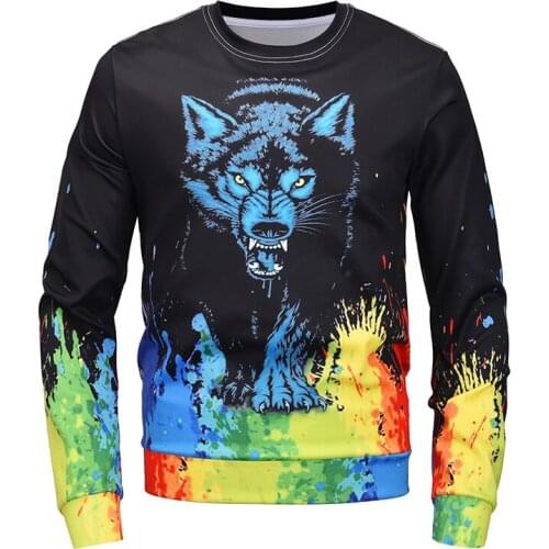 2021 Mens Spring And Tide Brand Wolf 3D Printed European And American Mens Casual Loose Short-Sleeved Shirt Swe