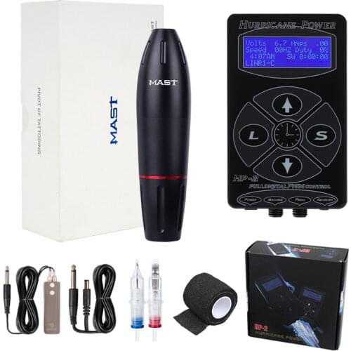 Professional Tattoo Rotary Pen Kit Tattoo Machine Mast Sets LCD Power Supply for Tattoo Artist Supplies
