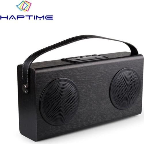 New Listing Wooden Portable Bluetooth Speaker FM Radio Wood Grain Wireless Stereo Speakers Double Horn Home Bookshelf Speakers