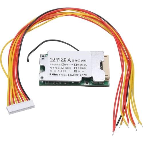 10S 36V 30A Lithium Li-ion Battery Power Protection Board Li-ion Cell 18650 Battery Protection BMS PCB Board with Balance