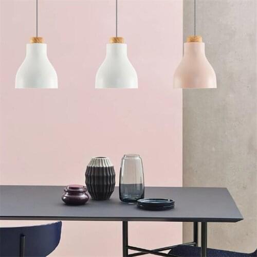 Simple Modern LED Pendant Light Fixtures Nordic Loft Style Single Droplight Wood Iron Hanging Lamp Home Indoor Lighting