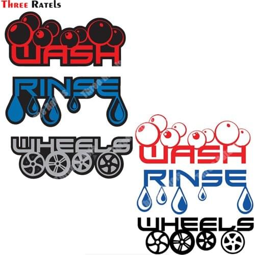 Three Ratels A951 Fashion Car Detailing Wash Rinse & Wheels Vinyl Bucket Stickers Valeting Cleaning Decals Stickers Sunscreen