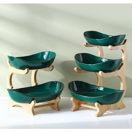 Fruit Plate Creative Modern Living Room Fruit Plate Ceramic Household Coffee Plate Multi-Layer Snack Plate Fruit Basket