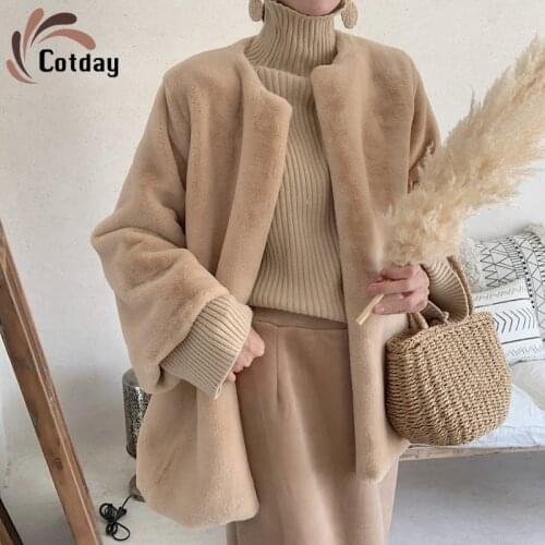 Cotday Thicken Fur Imitation Rabbit Mink Plush Warm Khaki Korean Version Of Autumn And Winter Women 2020 New Mink Fur Coat