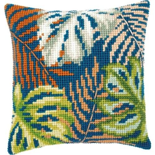 DIY Latch Hook Rug Kits Crocheting Yarn Cushion Carpet Cover Floor Mat Leaves Sewing Needlework for Adults Kids Gift