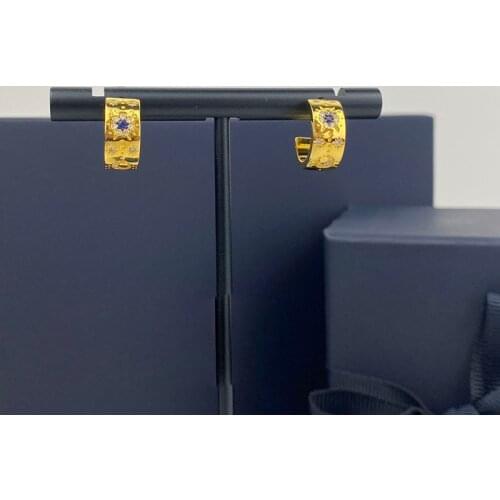 SLJELY Fashion S925 Sterling Silver Embellished Sun and Moon Huggie Hoop Earrings Women July New Roma Series Fine Brand Jewelry