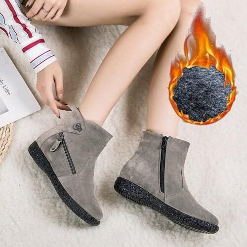 2020 New Snow Boots Womens Fashion Low-Heel Sewing Suede Platform Ankle Boots Ladies Casual Comfortable Style Large Size 35-43