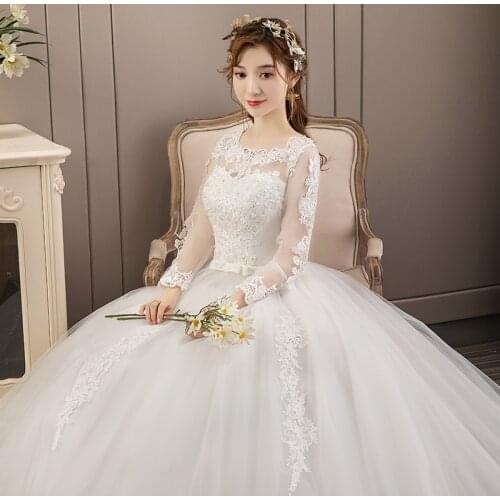 Wedding Dress New Style Women Long Sleeve Lace Up Plus Size Wedding Dresses Bride Dream Princess Dresses Ball Gowns