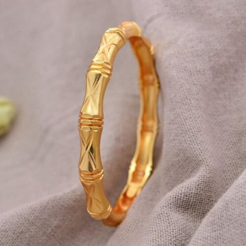 1Pcs Dubai 24K gold color Bangles for Women Indian Ethiopia Bangles&Bracelets Africa Saudi Arabia wedding jewelry Party gift