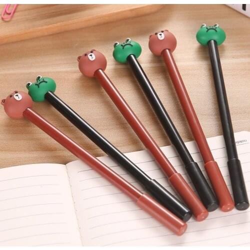 20 Pcs Cartoon Animal Modeling Gel Pen Student Office Supplies Stationery Carbon Black Pen Wholesale