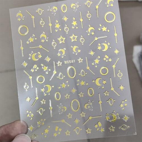 3D Stickers for Nails Golden Star Moon Starry Sky Design Nails Art Decoration Manicure Stickers Sliders Nail Foil Accessories