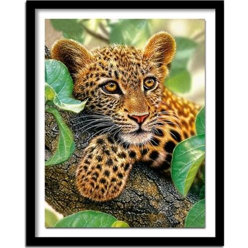 Diamond embroidery leopard 5d diamond painting cross stitch kits Full round rhinestones diy diamond animal room decor