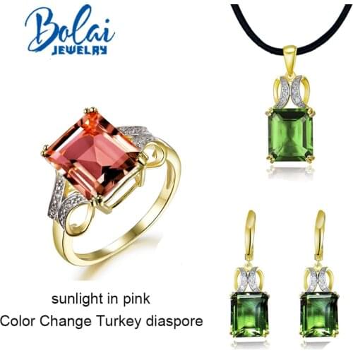 Bolai jewelry,Color Change zultanite Jewelry set 925 sterlings silver fine jewelry created gemstone for women best gift