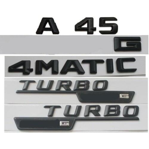 Black Fender Trunk Rear Star Badges Emblems for AMG W176 A45 4MATIC TURBO