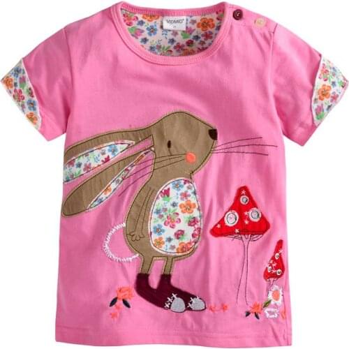VIDMID Baby Girls t-shirt Short Sleeve Kids Clothes Brand Summer Tee T-Shirt Baby Girls Clothing bunny t shirt Embroider