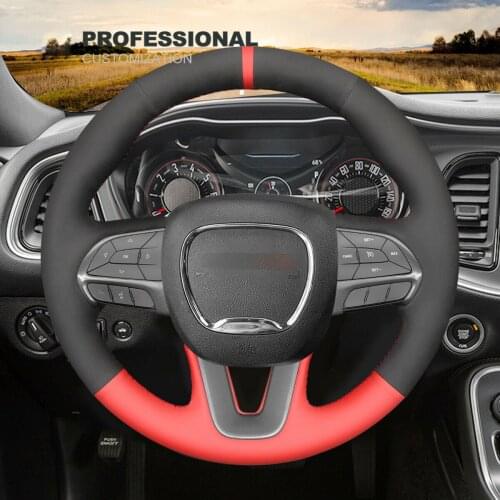 DIY Hand-Sewn Suede Leather Steering Wheel Cover For Dodge Challenger Charger Durango Car Interior Accessories