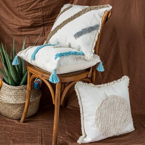 Cotton thread woven tassel pillowcase modern simple pillowcase office chair cushion cover cojines decorativos para sofa