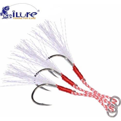 ILure 10 Pcs/lot Gamakatsu fishing hook Jigging Spoon Metal fishing feather rope hook Salt Water hook fishing tackle Accessories