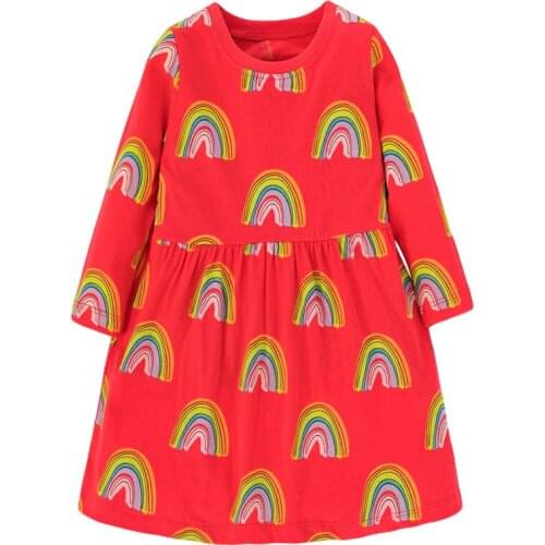 Jumping Meters Baby Autumn Spring Rainbow Girls Dresses Lovely Party Princess Costume Hot Selling Birthday Dress