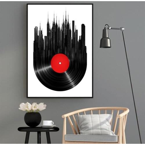 Canvas Paintings Nordic Classical Vinyl Records CD Wall Art Poster Modern Minimalist Black and White for Living Room Home Decor