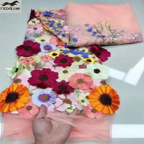 Madison Nigerian Handmake 3D Flowers Lace Fabrics 2021 High Quality Lace African French Lace Fabric For Wedding Dress Sewing