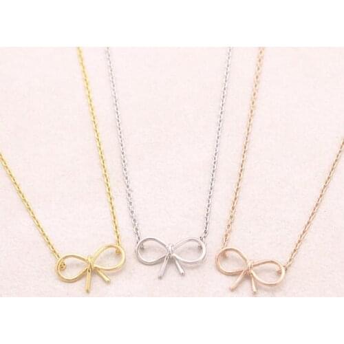 Fashion -color plated bowknot Necklace Pendant Necklace for women