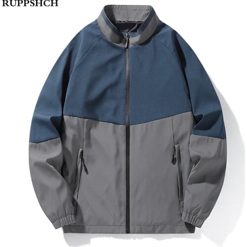 2021 Spring Autumn New Splicing Two Color Jackets Men Thin Casual High Quality Stand-up Collar Jacket Men Plus Size Jacket M-5XL