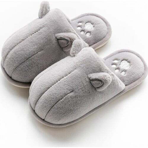 Men Winter Slipper Popular Cotton Fabric Plush Slippers Indoor Lovely Cartoon Antiskid Home Slippers For Men Warm Shoes