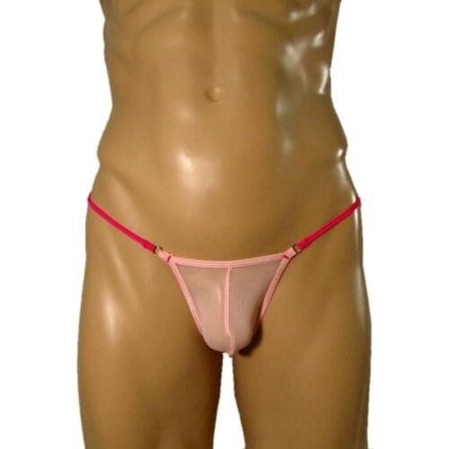 Candy Cherries Mens Underwear Sissy Panties Sexy Transparent Gay Thong Pink Pouch G-String Erotic Briefs Jockstrap UConvex