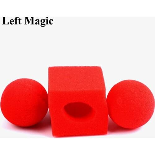 Red Ball To Square Sponges Magic Tricks Set Funny gadgets street stage close up magic tricks magician E3157