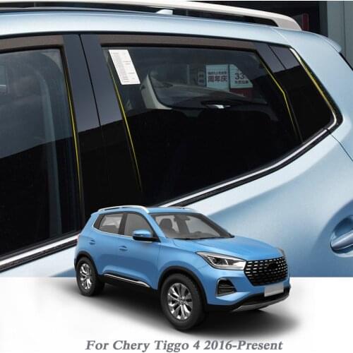 8pcs Car Styling For Chery Tiggo 4 2016-Present Car Window Trim Sticker Middle Column Sticker PVC External Accessories